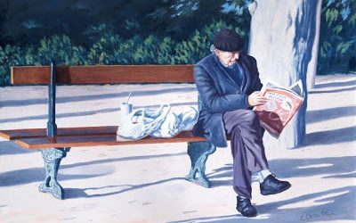 «leyendo el periódico gratuito»